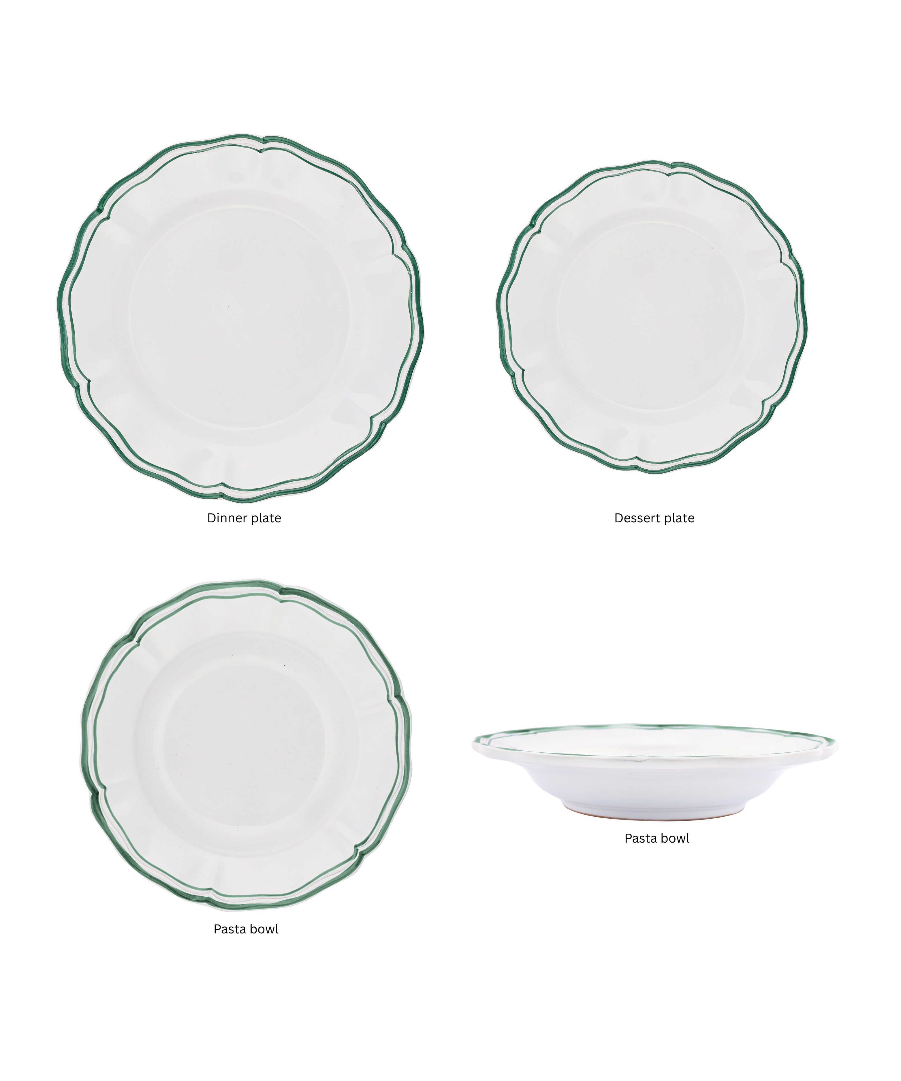 Zita Scalloped Crockery, Juniper Green