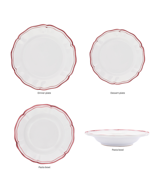 Zita Scalloped Crockery, Maroon Red