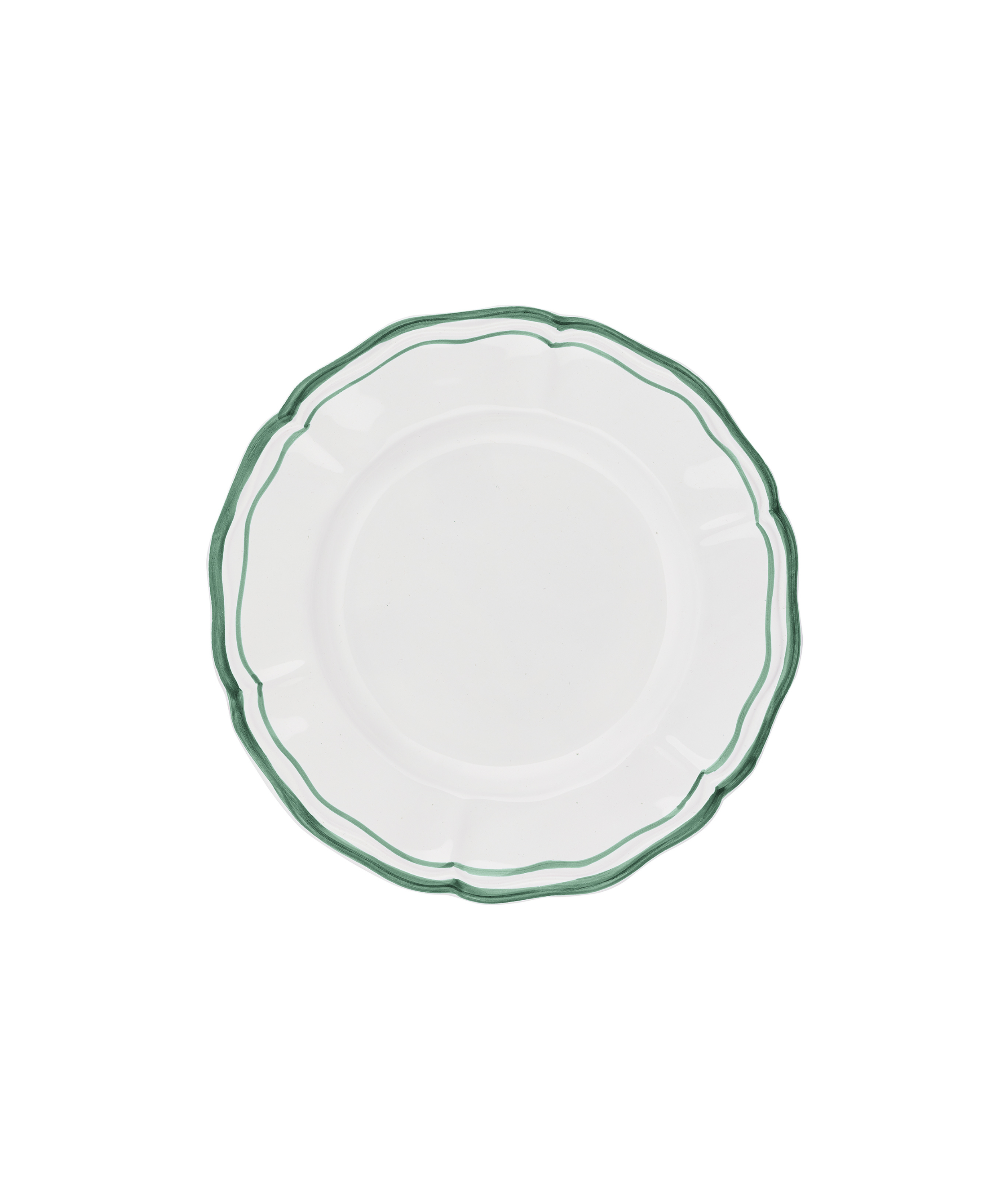 Set of 4 Zita Scalloped Dessert Plates, Juniper Green