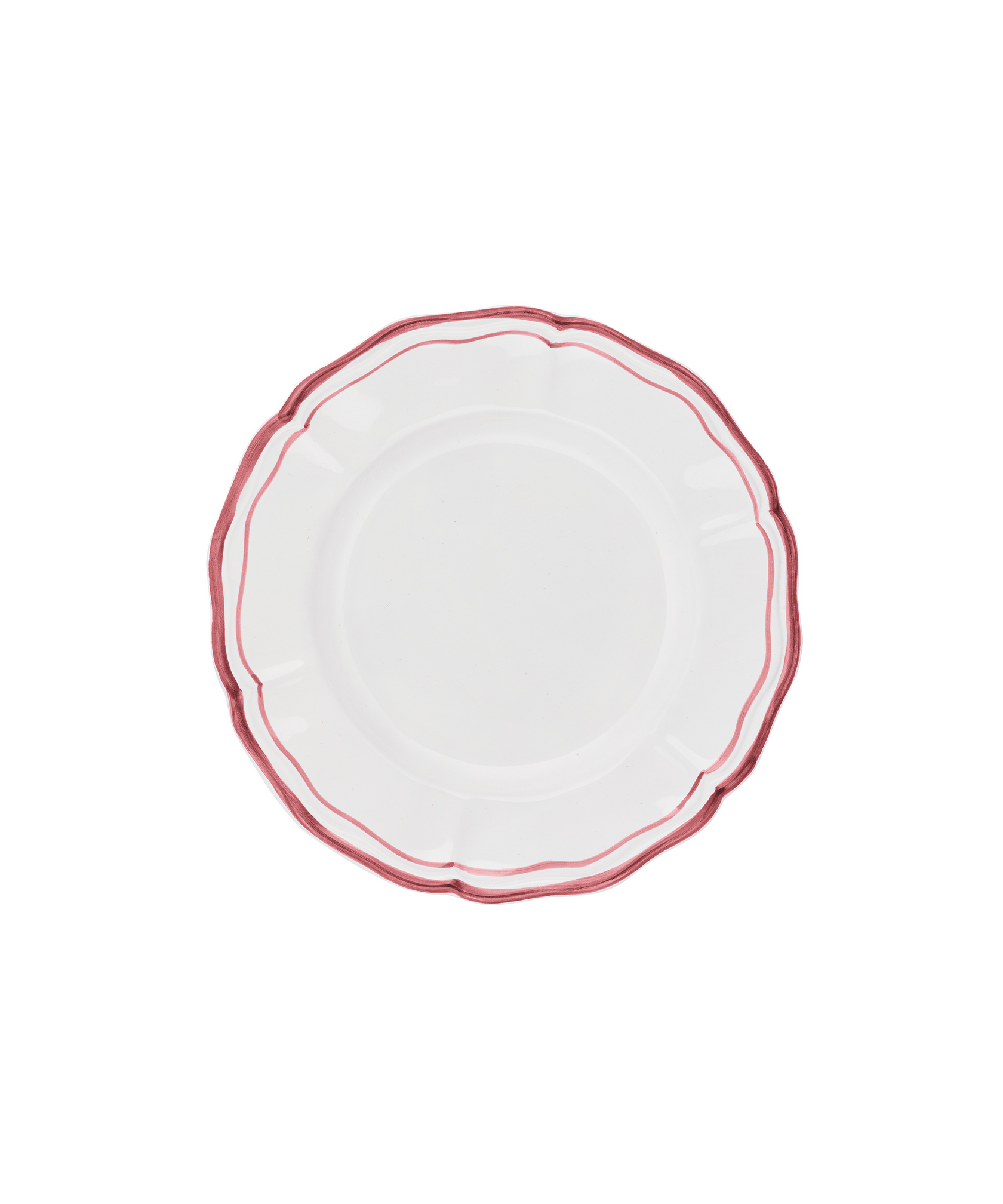 Set of 4 Zita Scalloped Dessert Plates, Maroon Red