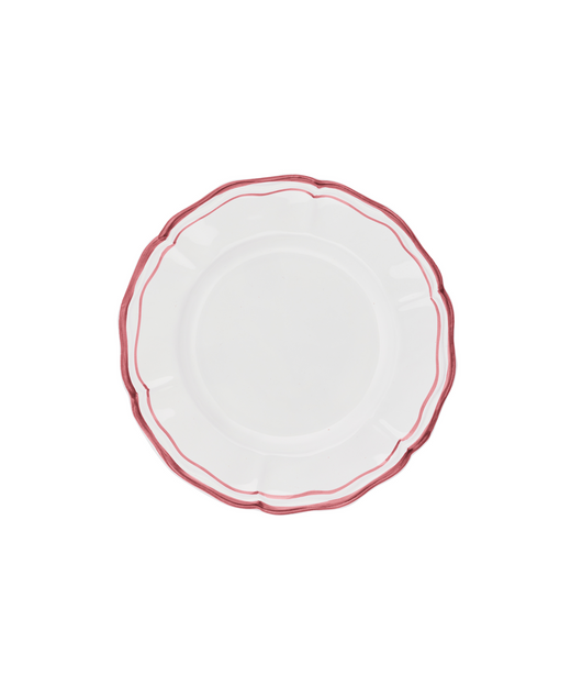 Set of 4 Zita Scalloped Dessert Plates, Maroon Red