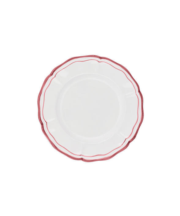 Set of 4 Zita Scalloped Dessert Plates, Maroon Red