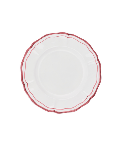 Set of 4 Zita Scalloped Dinner Plates, Maroon Red