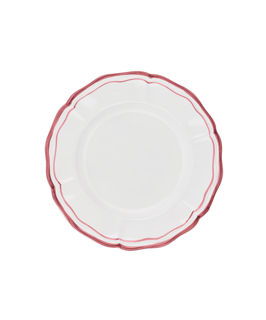 Set of 4 Zita Scalloped Dinner Plates, Maroon Red