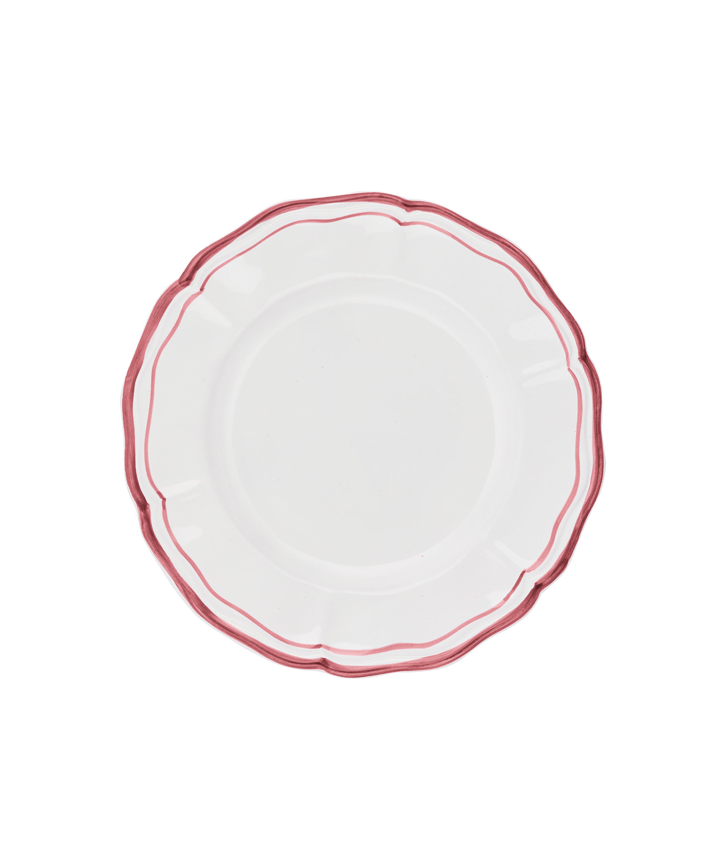 Set of 4 Zita Scalloped Dinner Plates, Maroon Red