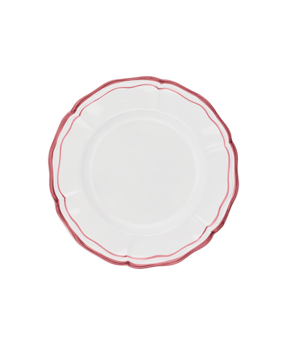 Set of 4 Zita Scalloped Dinner Plates, Maroon Red