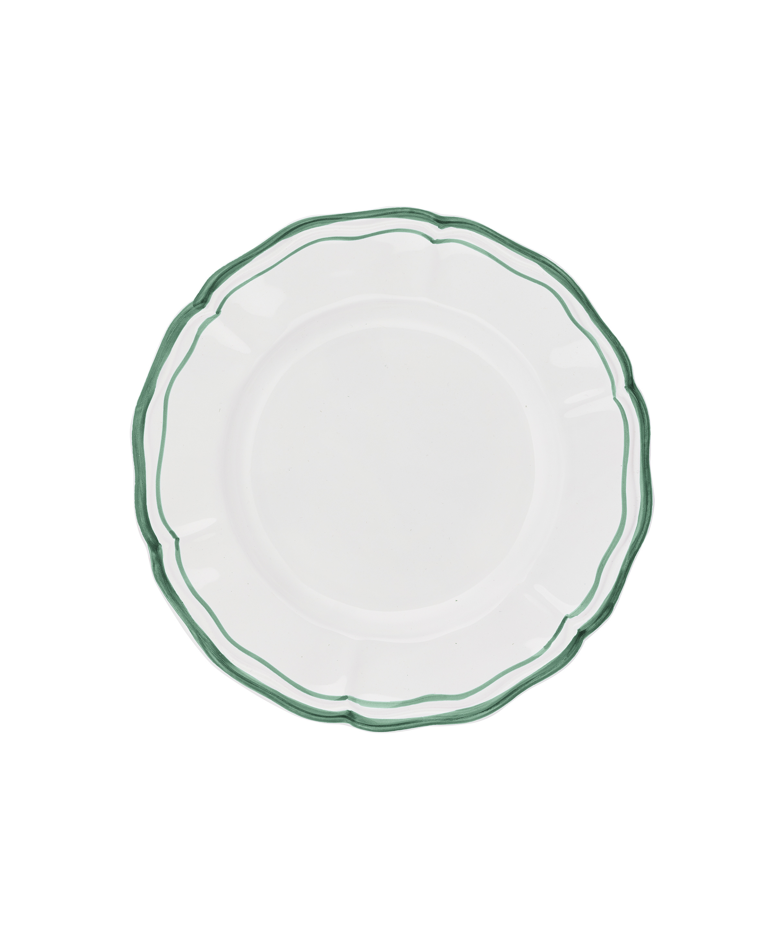 Set of 4 Zita Scalloped Dinner Plates, Juniper Green