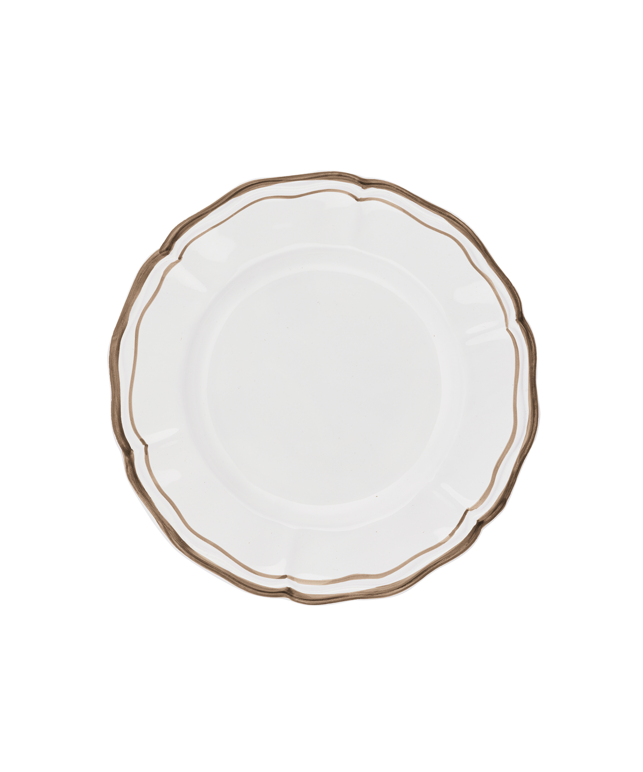 Set of 4 Zita Scalloped Dinner Plates, Chestnut Brown
