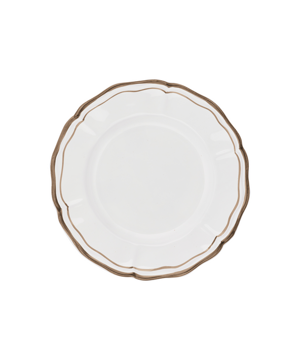 Set of 4 Zita Scalloped Dinner Plates, Chestnut Brown