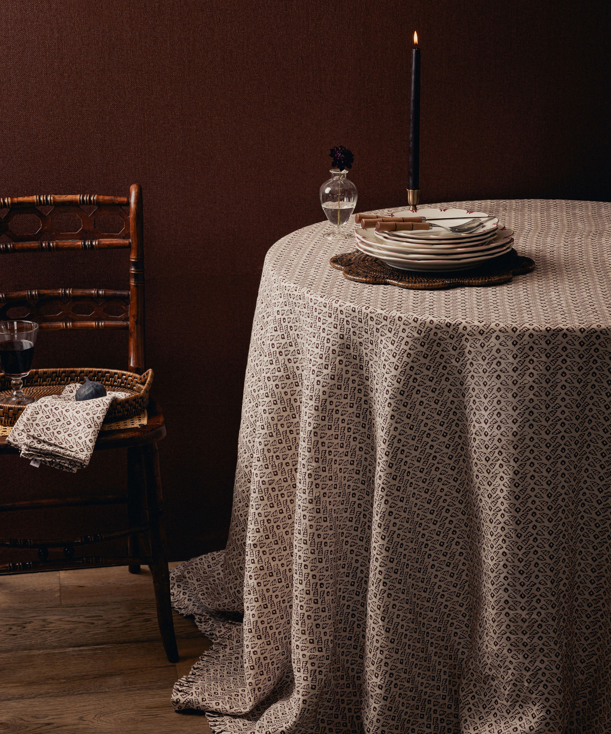 Agnes Round Pleated Linen Tablecloth