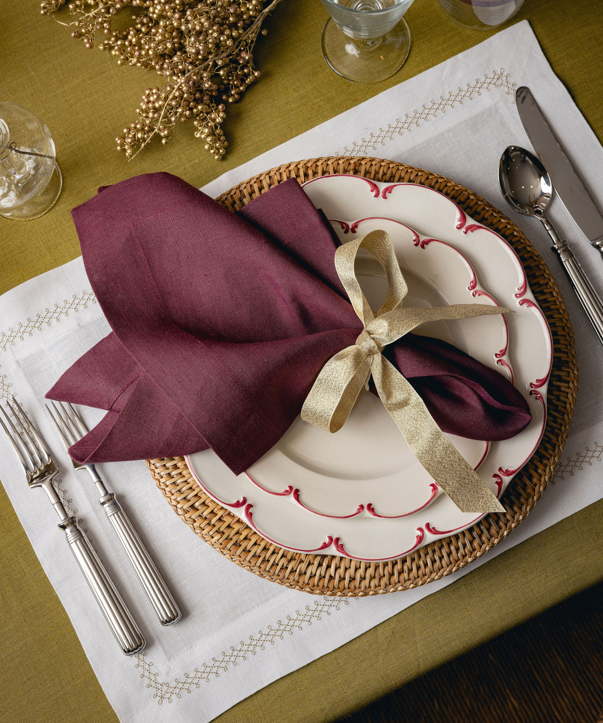 Pair of Theodora Linen Placemats, Gold