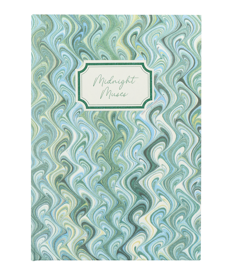 Rebecca Udall, Midnight Musings Notebook, Marble Blue/Green Front Cover