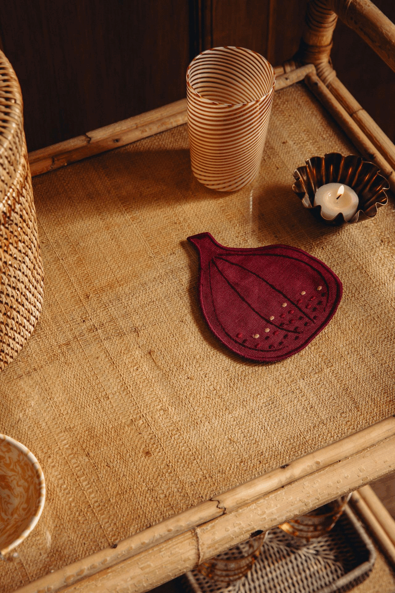 Set of 4 Fruit Linen Cocktail Napkins