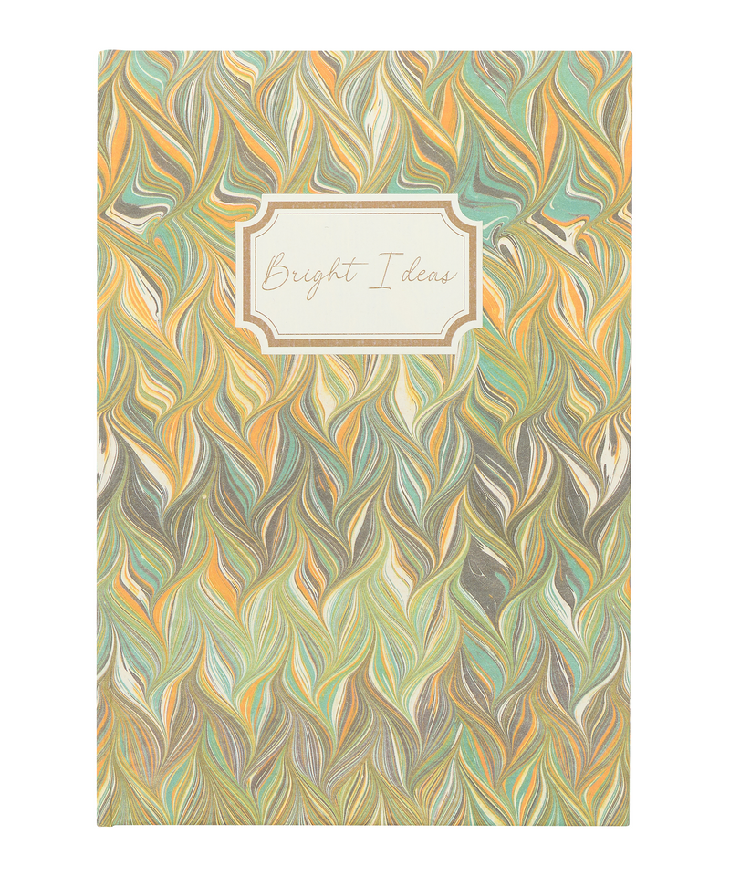 Rebecca Udall, Bright Ideas Notebook, Traditional Marbled Green/Yellow Design Front Title