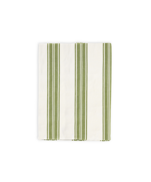 Rebecca Udall Colette Striped Linen Tablecloth, Olive Green, hover