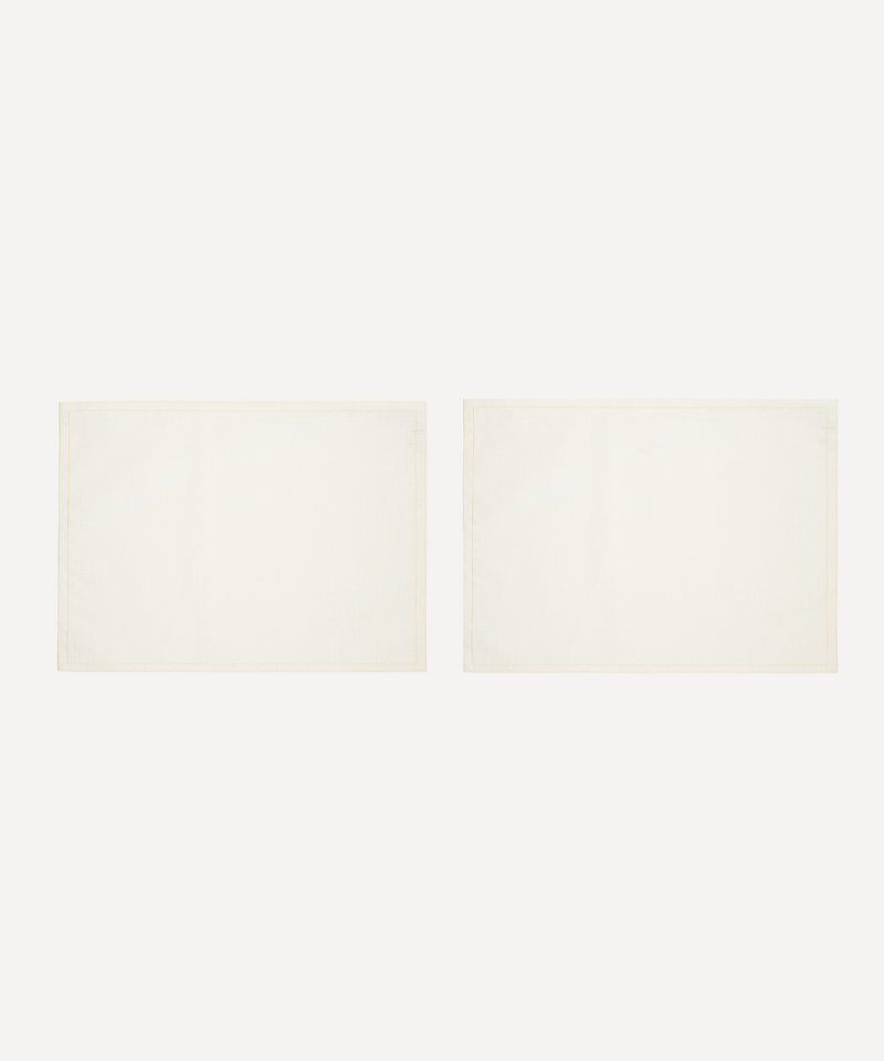 Pair of Rectangular Waxed Linen Placemats, Ivory/Buttermilk