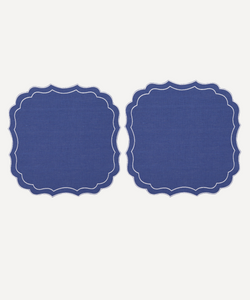 Pair of Stella Waxed Italian Linen Placemats, Denim