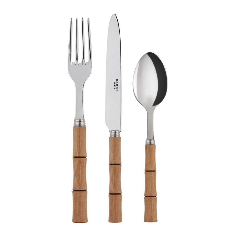 Luxury classic natural wood cutlery set 3 piece set 
