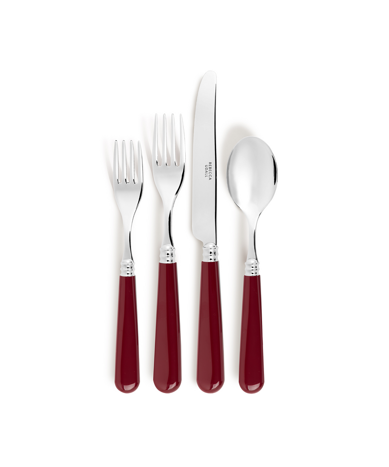 Classic Cutlery Set, Burgundy