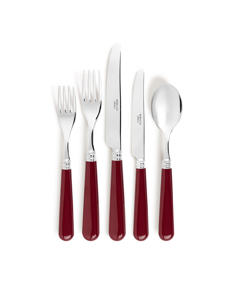 Classic Cutlery Set, Burgundy