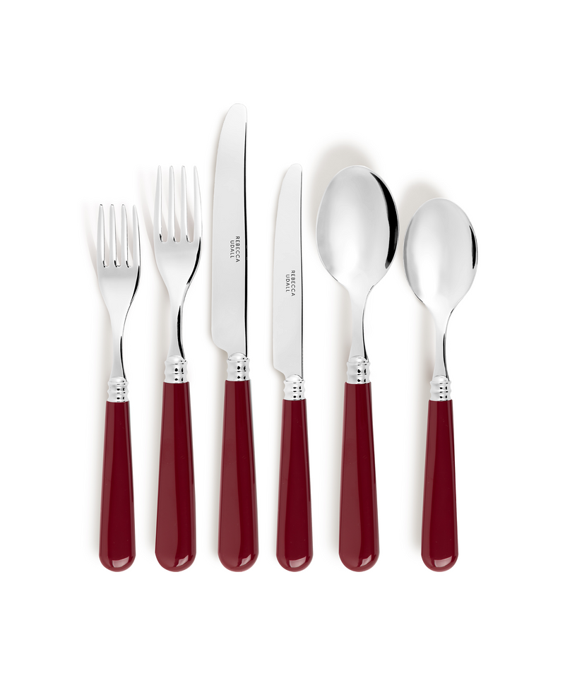 Classic Cutlery Set, Burgundy