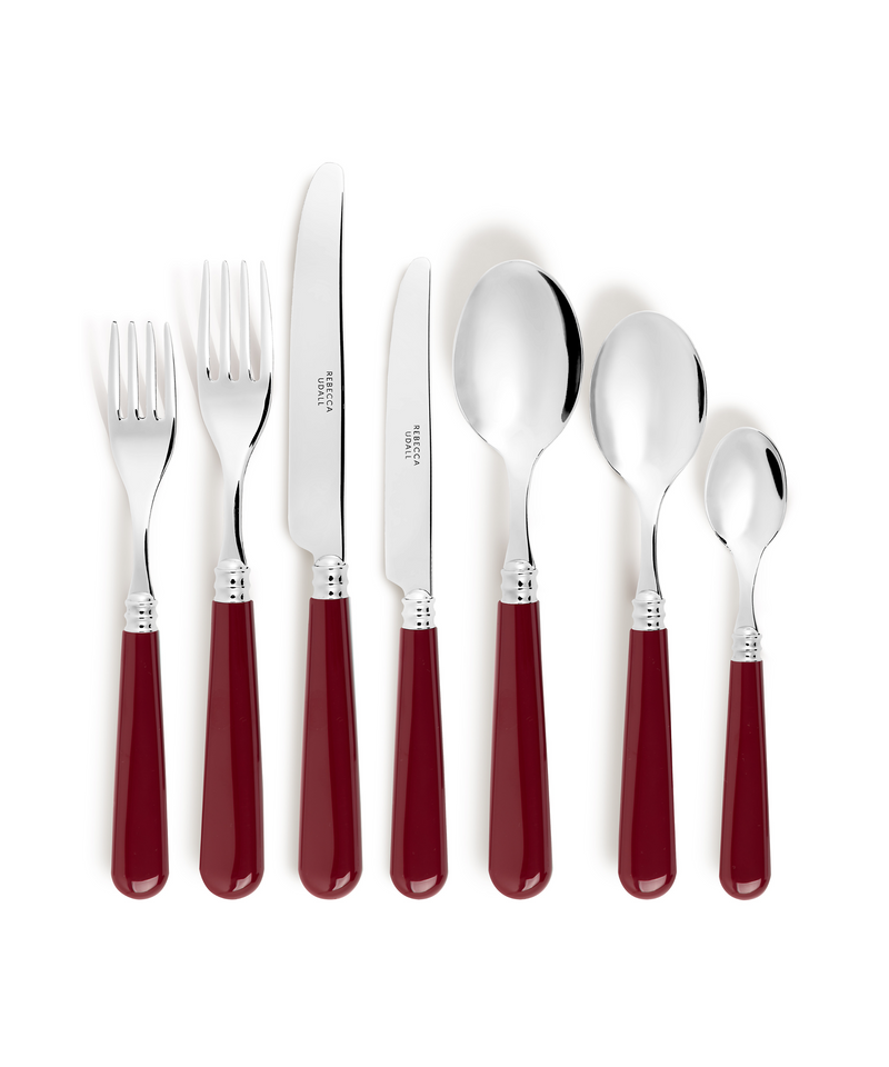 Classic Cutlery Set, Burgundy