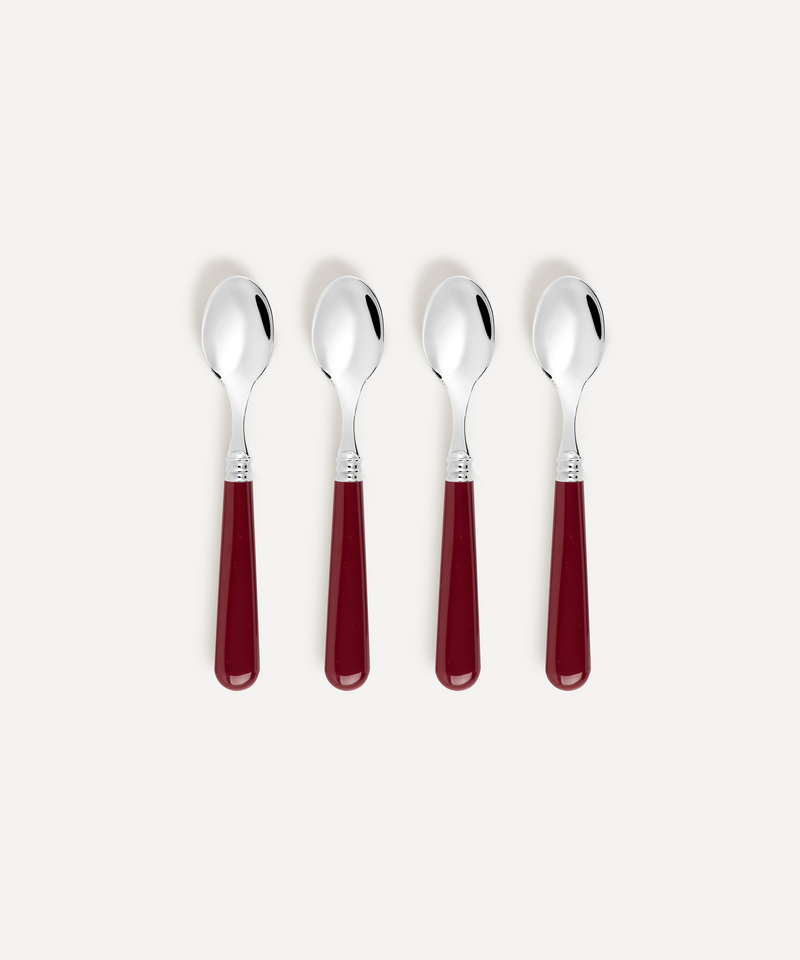 Set of 4 Classic Teaspoons,  Burgundy