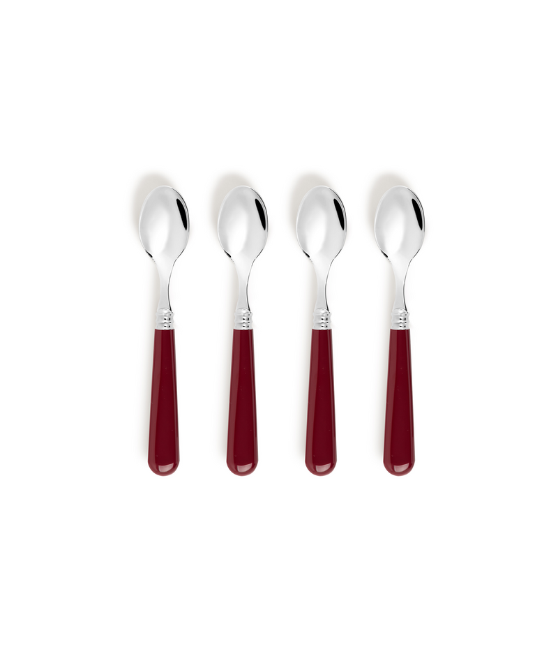 Set of 4 Classic Teaspoons,  Burgundy