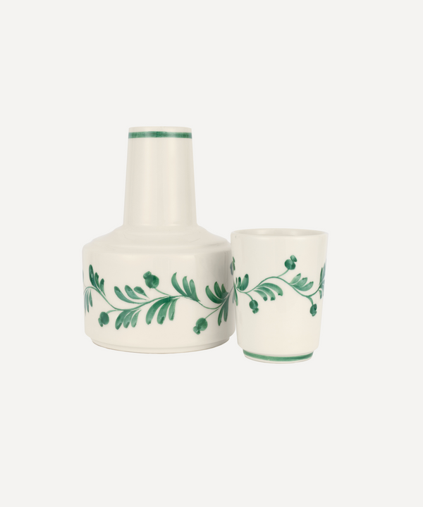 Rebecca Udall Iris Ceramic Carafe & Pair of Tumblers, Dark Green, Cut Out