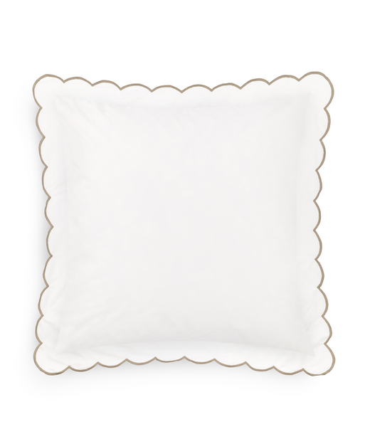 Annabelle Scalloped Square Pillowcase, Taupe, Cut Out