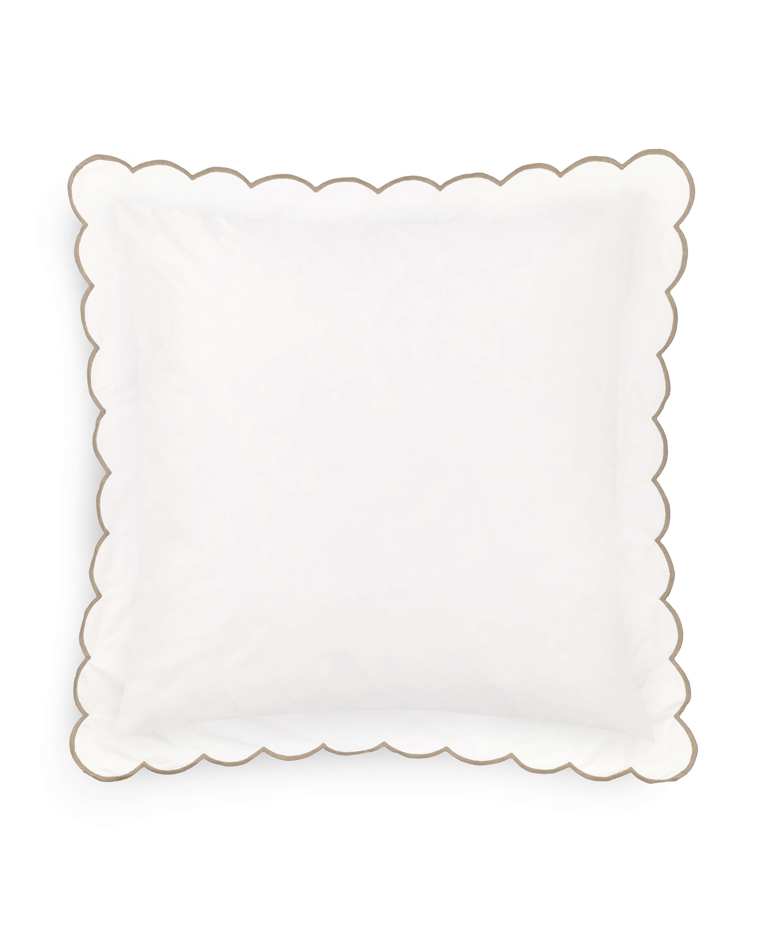 Annabelle Scalloped Square Pillowcase, Taupe, Cut Out