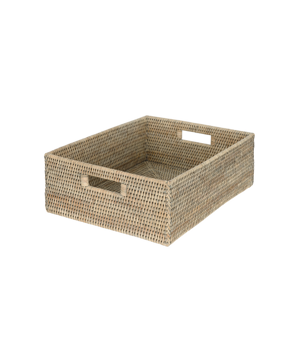 Rattan Rectangular Storage Baskets, Taupe, Large