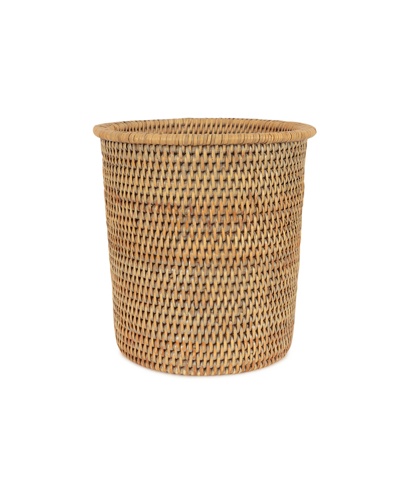 Rebecca Udall Rattan Waste Paper Bin, Natural, White Background