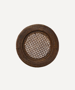 REBECCA UDALL HAND WOVEN DARK BROWN RATTAN WICKER CHARGER PLATE PLACEMAT