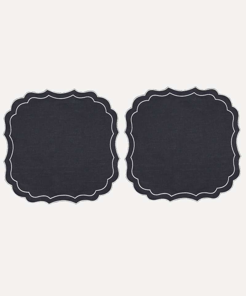 Pair of Stella waxed navy blue linen placemats
