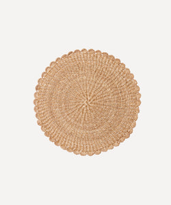 Rebecca Udall scalloped handwoven abaca natural fibre wicker placemat natural