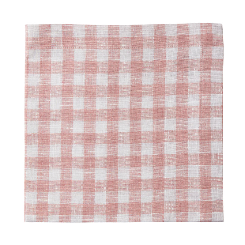 classic gingham linen napkin pink check pale pastel white