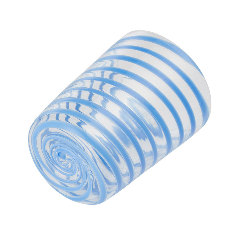 Artisan Spiral short pale blue decorative Murano tumbler glass