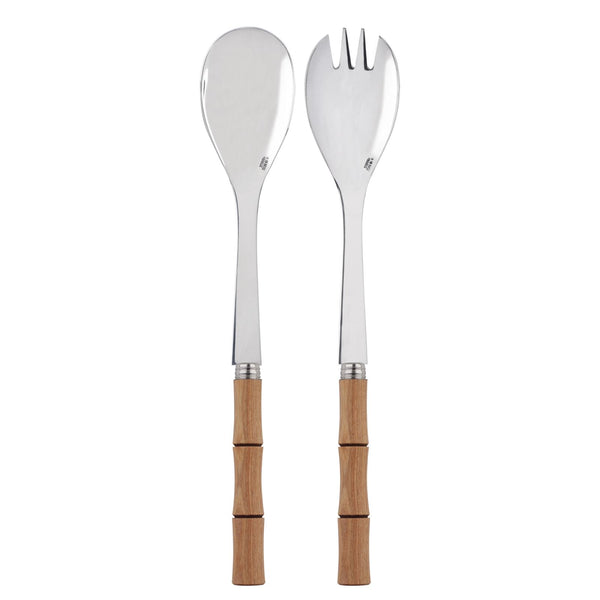 Classic Luxury Natural bamboo wood cutlery salad servers serving set