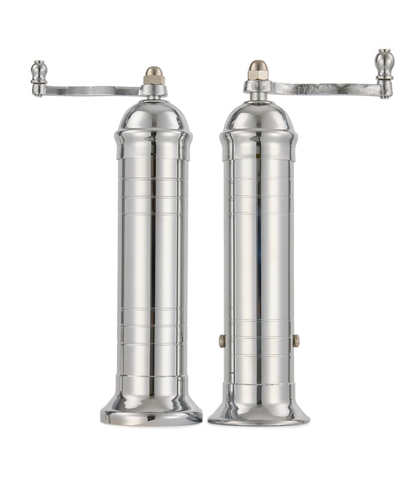 Nickel metal Salt and pepper mill grinder set with handles