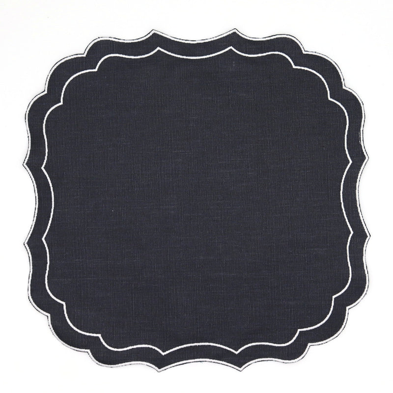 Pair of Stella Waxed Italian Linen Placemats, Navy