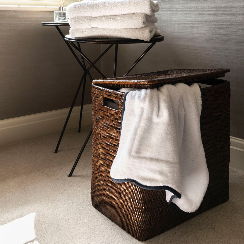 Luxury Classic Artisan Brown rattan wicker bathroom bin, rectangular rattan wicker laundry basket