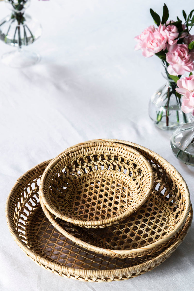 Wicker rattan hand woven basket for bathroom and home bread basket