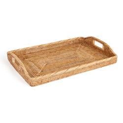 Rebecca Udall Rattan Serving Tray, Large size natural light brown colour