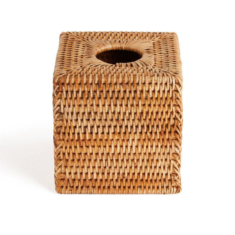 artisan hand woven square tissue box cover natural