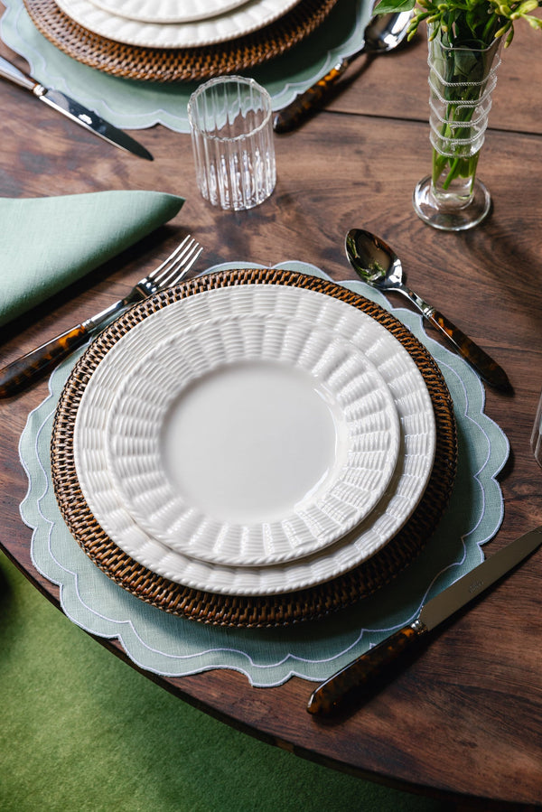 Rebecca Udall Set of 4 basket weave textured plates, white