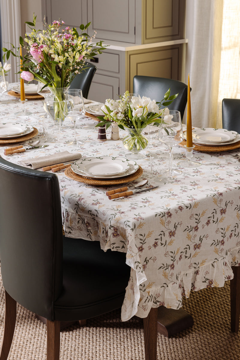 Hellebore Ruffle Linen Tablecloth