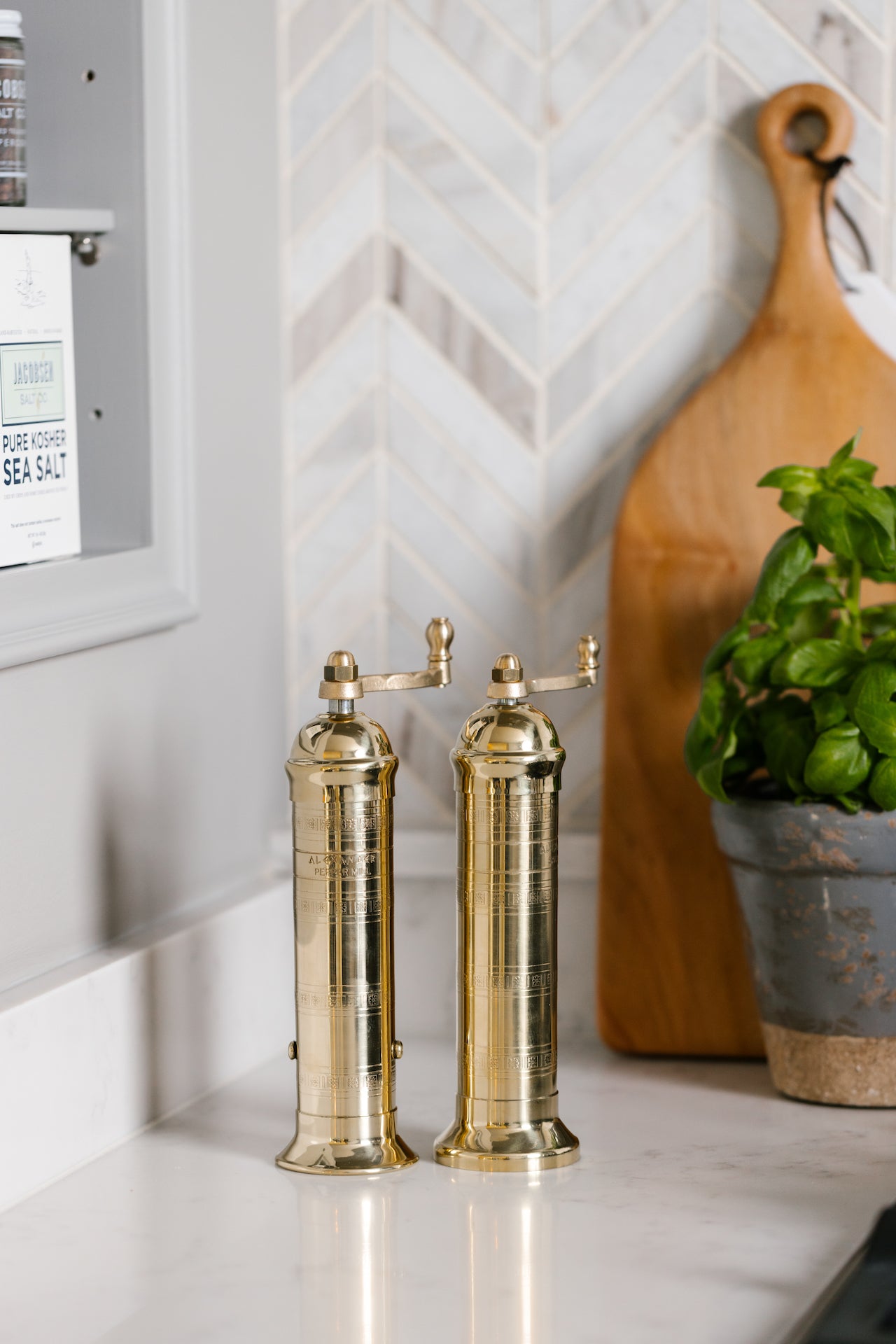 Rebecca Udall Brass Salt and Pepper Mill Set, Kitchen Layout