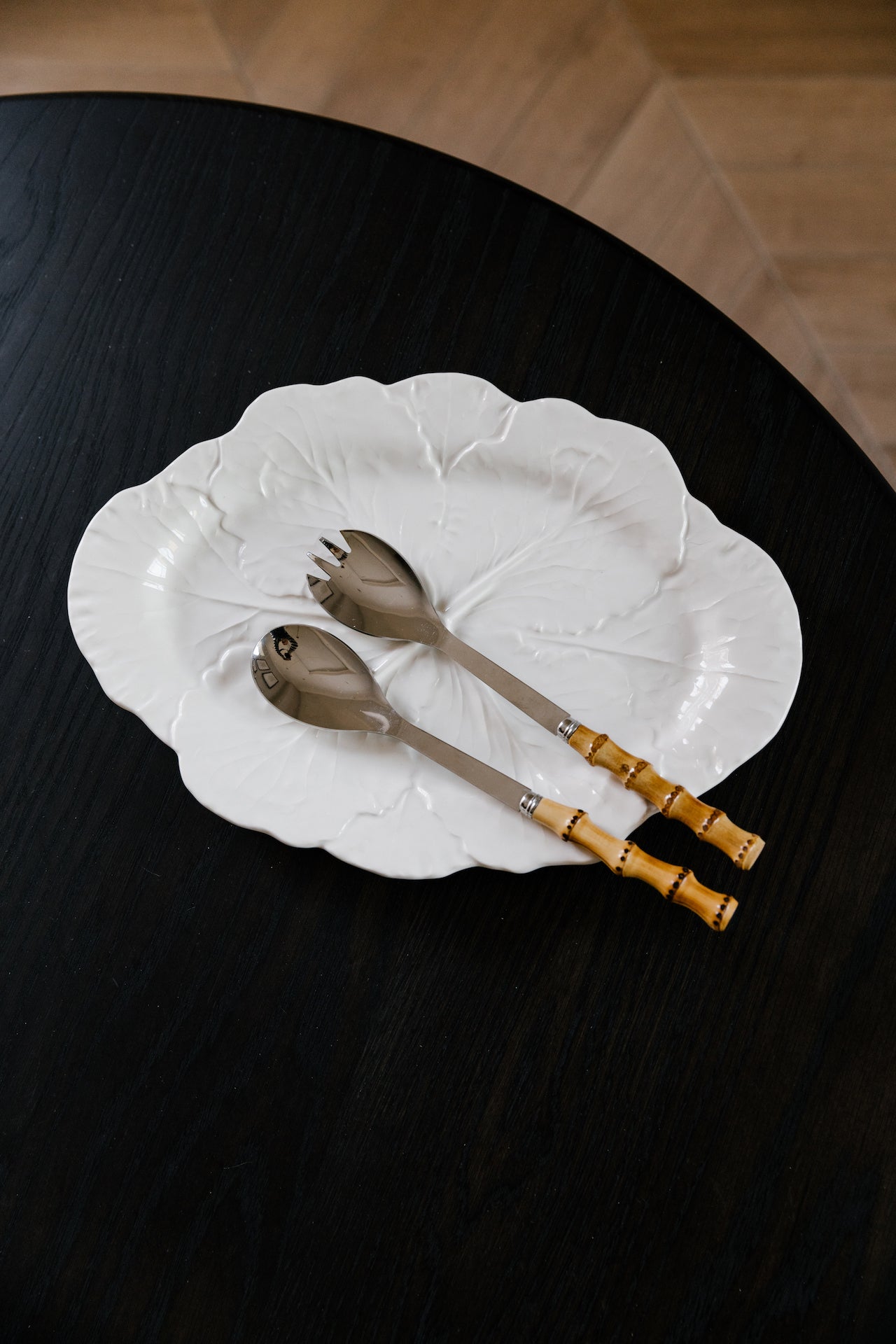 Bamboo Handle Salad Servers Table Set