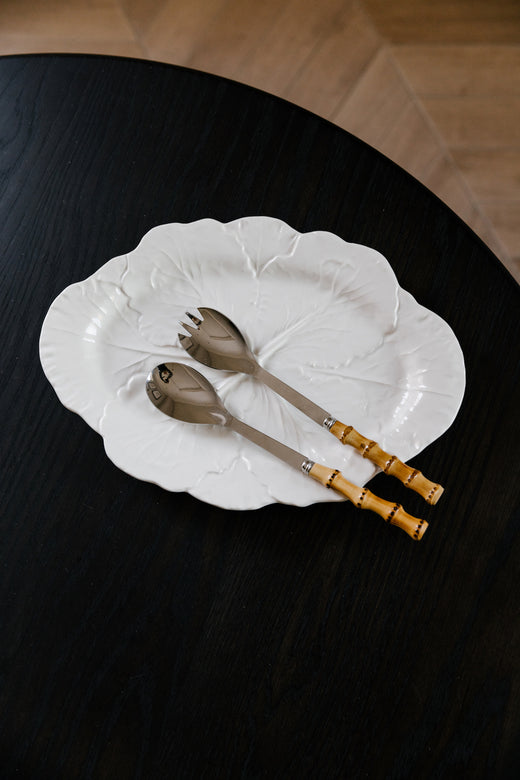 Bamboo Handle Salad Servers Table Set